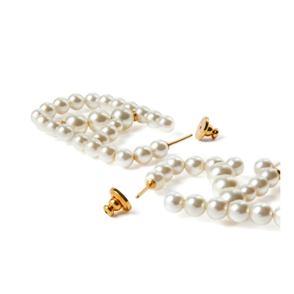 Valentino Garavani Gold and White Pearl Earrings